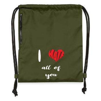 Haïr tous vous arrêter la haine Anti haine - Sac à cordon en polyester recyclé - military green - Devant