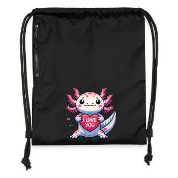 I love you Axolotl - Gymsac made from recycled material - black - Front
