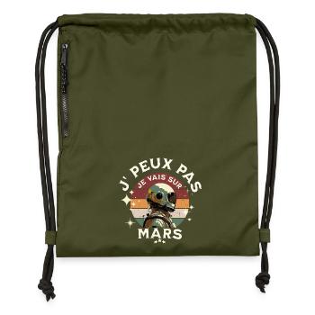 Astronautenschiff auf dem Mars - Turnbeutel aus Recycling-Material - military Green - Vorne