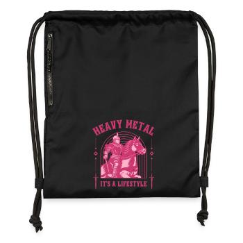 Heavy Metal – Ritter & Pferd Mittelalter-Design - Turnbeutel aus Recycling-Material - Schwarz - Vorne