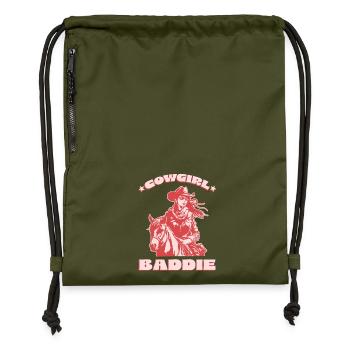 Western Baddie auf dem Pferd - Turnbeutel aus Recycling-Material - military Green - Vorne