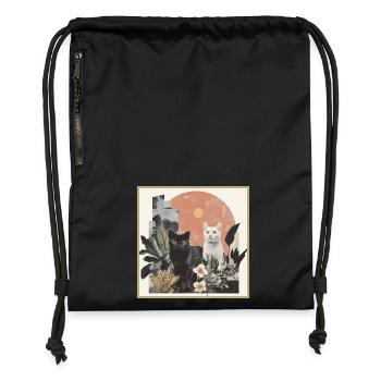 cats collage - Turnbeutel aus Recycling-Material - Schwarz - Vorne