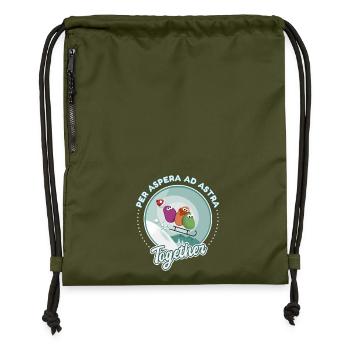 Snow sledging love drawing humor - Gymsac made from recycled material - military green - Front
