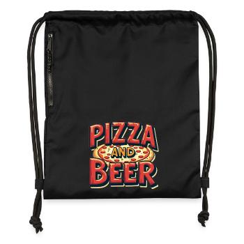 Pizza and Beer Essen Alkohol Lustige Sprüche - Turnbeutel aus Recycling-Material - Schwarz - Vorne