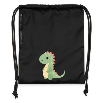 Buntes Dino Kindermotiv - Turnbeutel aus Recycling-Material - Schwarz - Vorne