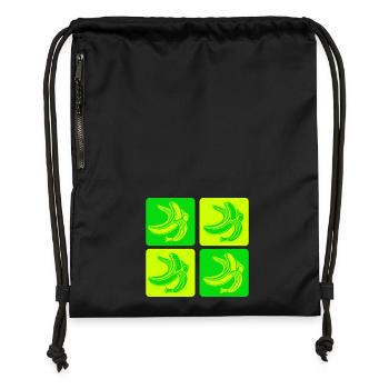 Abstrakte Bananen Pop-Art Design - Turnbeutel aus Recycling-Material - Schwarz - Vorne