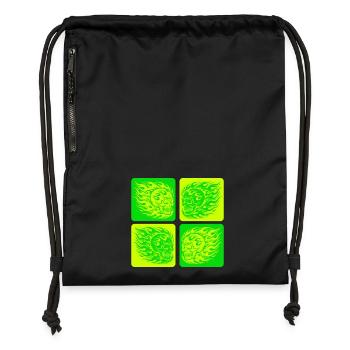 Crâne enflammé – Style motard et rocker - Sac à cordon en polyester recyclé - noir - Devant