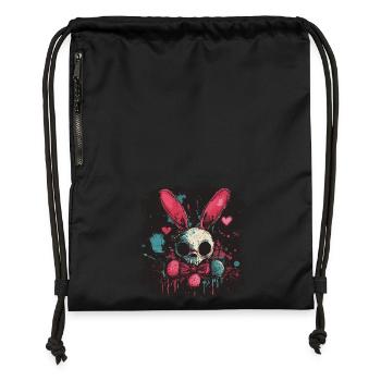 Mignon lapin de Pâques effrayant - Sac à cordon en polyester recyclé - noir - Devant