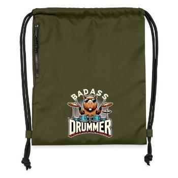 Knallharter Schlagzeuger Capybara cool Geschenk - Turnbeutel aus Recycling-Material - military Green - Vorne