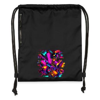 Neon Farben Bunt Kreativ Style Glow - Turnbeutel aus Recycling-Material - Schwarz - Vorne