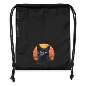 Russian Blue Cat Vintage - Gymsac made from recycled material - black - Front