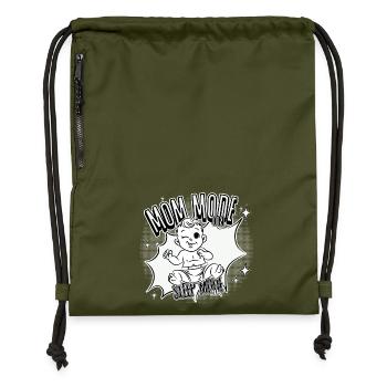 Mom Mode On – Sleep Mode Off - Gymsac made from recycled material - military green - Front