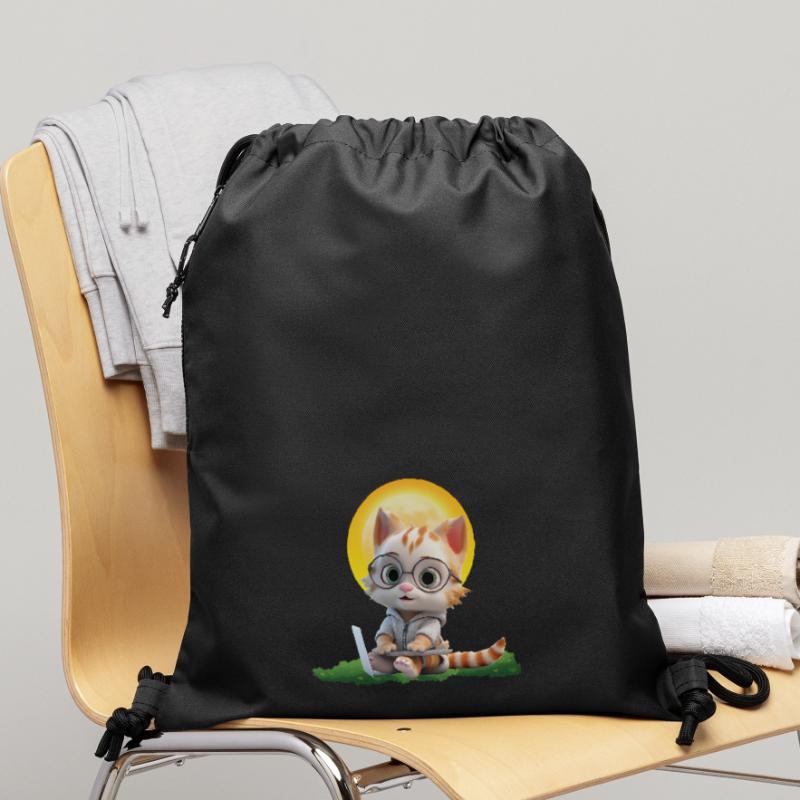 Smart Cat Sun Coder: Kätzchen Laptop Kunstdruck Turnbeutel aus Recycling-Material