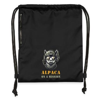 L’alpaga en action - Sac à cordon en polyester recyclé - noir - Devant