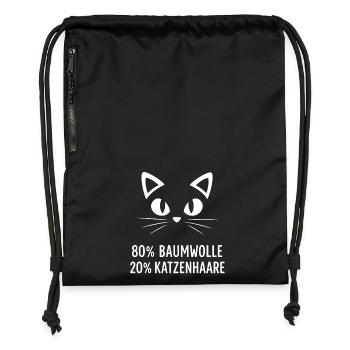 80% Baumwolle 20% Katzenhaar - Turnbeutel aus Recycling-Material - Schwarz - Vorne