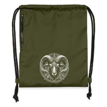 Mystisches Widder Motiv mit Symbolen - Turnbeutel aus Recycling-Material - military Green - Vorne