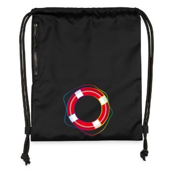 Lifebuoy with rainbow rope – maritime symbol - Gymsac made from recycled material - black - Front