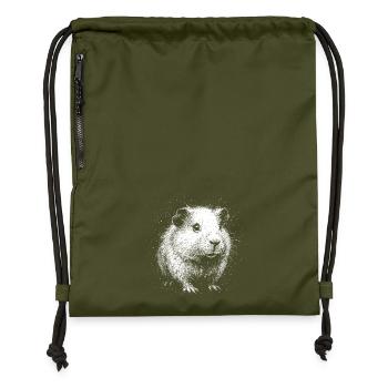 Sweet guinea pig in dot style - Gymsac made from recycled material - military green - Front