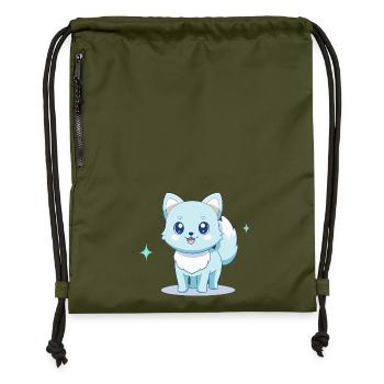 Entzückender blauer Spitz Hund mit fröhlichen Augen - Turnbeutel aus Recycling-Material - military Green - Vorne