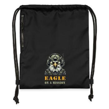 Aigle militaire en mission - Sac à cordon en polyester recyclé - noir - Devant