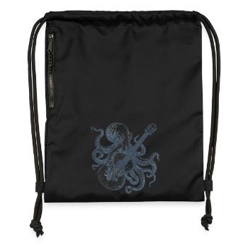 Oktopus mit Gitarre Vintage Retro Musik Band Look - Turnbeutel aus Recycling-Material - Schwarz - Vorne
