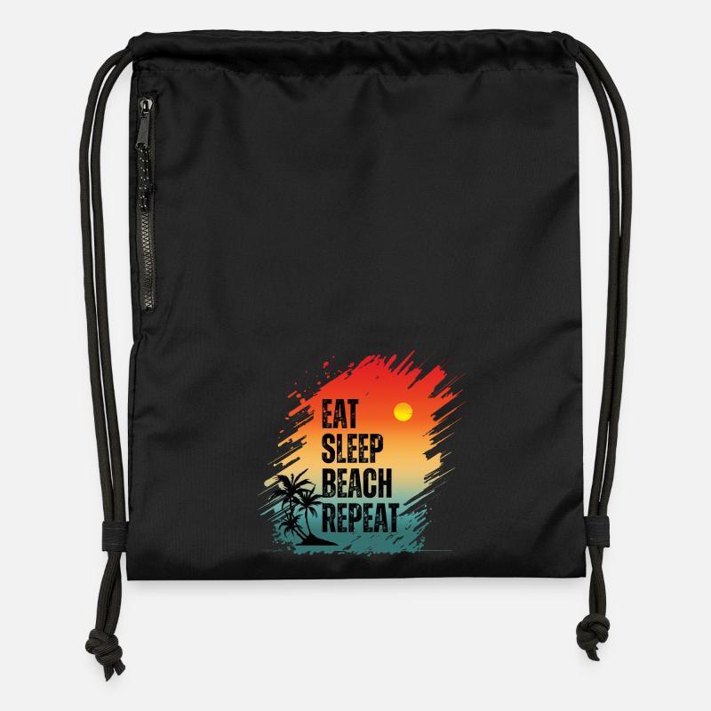 MANGER DORMIR PLAGE RÉPÉTER - Sac à cordon en polyester recyclé - noir