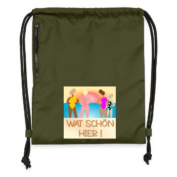FRAUEN STRAND SONNENUNTERGANG - Turnbeutel aus Recycling-Material - military Green - Vorne