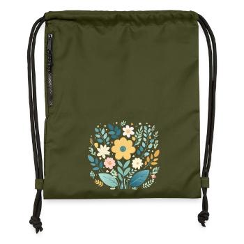 Sanfte pastellfarbene Blumenblüte - Boho Botanical - Turnbeutel aus Recycling-Material - military Green - Vorne