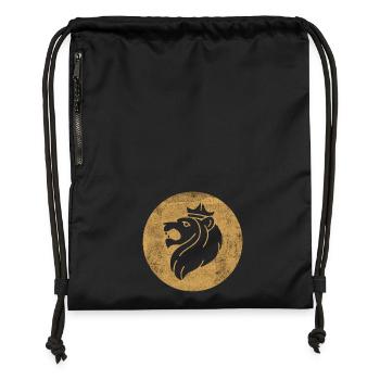 Tête de Lion de Juda dans cercle doré - Sac à cordon en polyester recyclé - noir - Devant