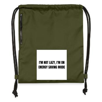 Energy-Saving Mode – Lazy Mode Activated - Gymsac made from recycled material - military green - Front