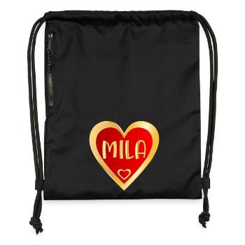 MÄDCHENNAME MILA HEART - Turnbeutel aus Recycling-Material - Schwarz - Vorne