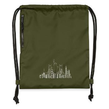 New Yorker Wolkenkratzer mit Freiheitsstatue - Turnbeutel aus Recycling-Material - military Green - Vorne