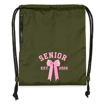 Senior 2026 Pink Bow - Gymsac made from recycled material - military green - Front