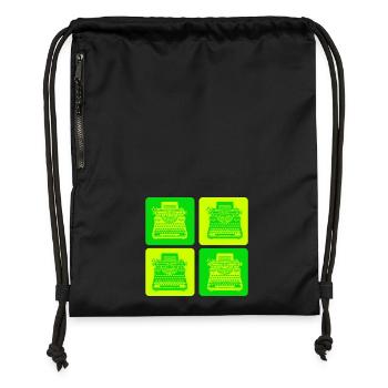 Conception de machine à écrire - Sac à cordon en polyester recyclé - noir - Devant
