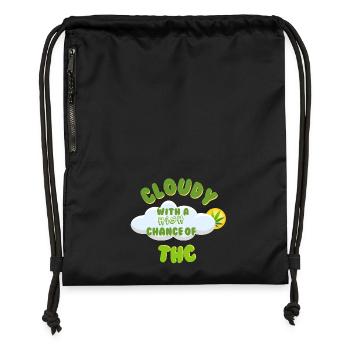 Cloudy THC Celebration Design - Gymsac made from recycled material - black - Front
