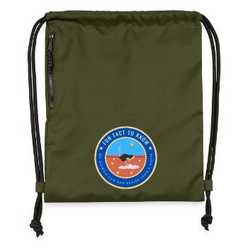 An ostrich can run faster than a horse - Gymsac made from recycled material - military green - Front