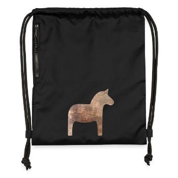 Dala Horse Wood Sweden Traditional Scandinavian - Gymsac made from recycled material - black - Front