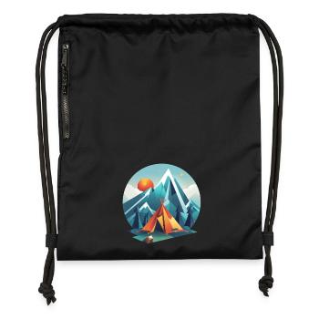 Low Poly Camping Adventure – Retro Summer Look - Gymsac made from recycled material - black - Front