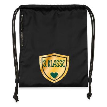 3. Klasse Grundschule - Grundschüler Drittklässler - Turnbeutel aus Recycling-Material - Schwarz - Vorne
