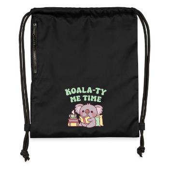Cute Koala Reading A Book Koala-ty Me Time Pun - Gymsac made from recycled material - black - Front