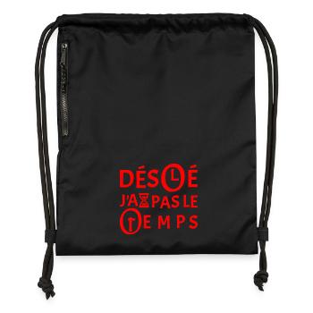 SORRY, I DON'T HAVE TIME! - Gymsac made from recycled material - black - Front