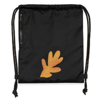 Herbst Eichenblatt Illustration - Turnbeutel aus Recycling-Material - Schwarz - Vorne