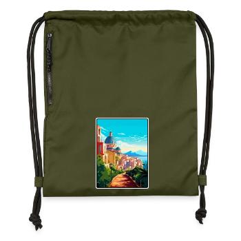 Cagliari Italien Mittelmeer Sonnenaufgang Reiseposter - Turnbeutel aus Recycling-Material - military Green - Vorne