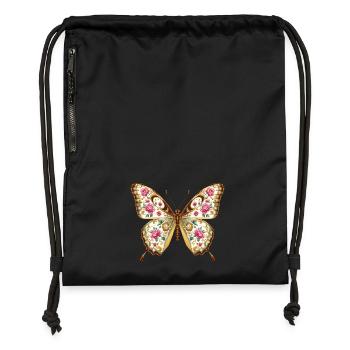Papillon et roses vintage en porcelaine - Sac à cordon en polyester recyclé - noir - Devant