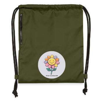 Fleur gaie - Sac à cordon en polyester recyclé - military green - Devant