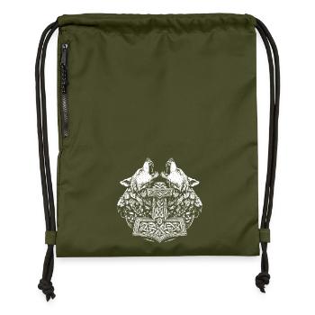 Nordisch Wolf Thor Hammer Wikinger Symbol - Turnbeutel aus Recycling-Material - military Green - Vorne