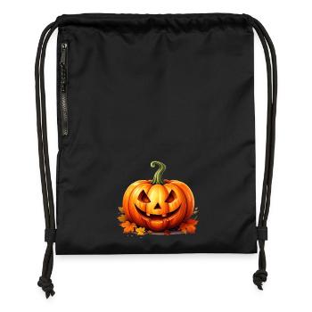 Fröhliche Halloween Kürbislaterne - Turnbeutel aus Recycling-Material - Schwarz - Vorne