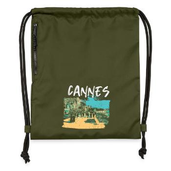 Vue retro de La Croisette de Cannes - Sac à cordon en polyester recyclé - military green - Devant