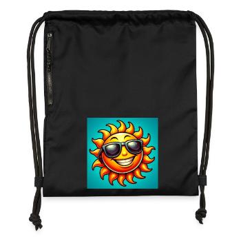 Sonne - Turnbeutel aus Recycling-Material - Schwarz - Vorne