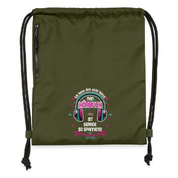 Exciting audio book - Gymsac made from recycled material - military green - Front